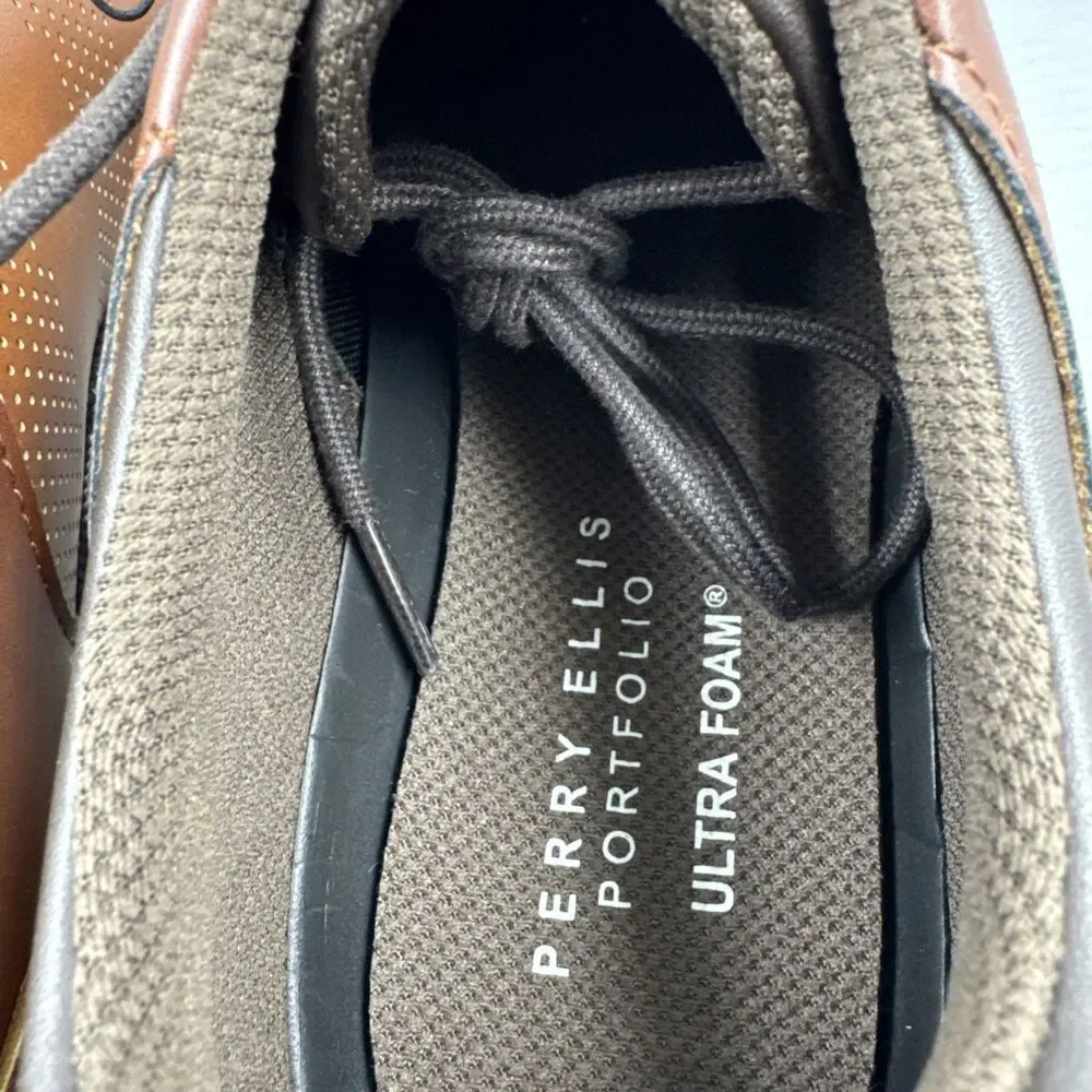 Perry Ellis Portfolio Ultra Foam Men's Casual Lace Shoes - Brown Size 10.5 New